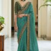BT 1031 Sea Green Saree : Vichitra Silk Blouse : Banglori Silk Work : Heavy Embroidery Coding & Sequence Work Wedding, Festive Events @1649/- | Bollywood Sarees, Creative Sarees, Designer Sarees, Embroidered Sarees, Party Wear Sarees, Sarees