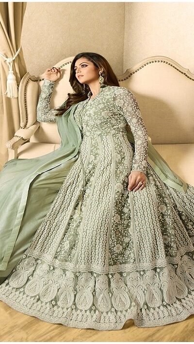Product Code: LT 1706 SeriesColor: Dull MintFabrics: Top Fabric :Georgette Bottom Fabric : Santoon Dupatta Fabric : NazmeenStitch Type: Semi-Sttiched | Anarkali Suits, Bollywood Anarkali, Creative-Anarkali, Designer Anarkali, Embroidered Anarkali, Party Wear Anarkali