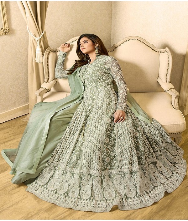 Product Code: LT 1706 SeriesColor: Dull MintFabrics: Top Fabric :Georgette Bottom Fabric : Santoon Dupatta Fabric : NazmeenStitch Type: Semi-Sttiched | Anarkali Suits, Bollywood Anarkali, Creative-Anarkali, Designer Anarkali, Embroidered Anarkali, Party Wear Anarkali