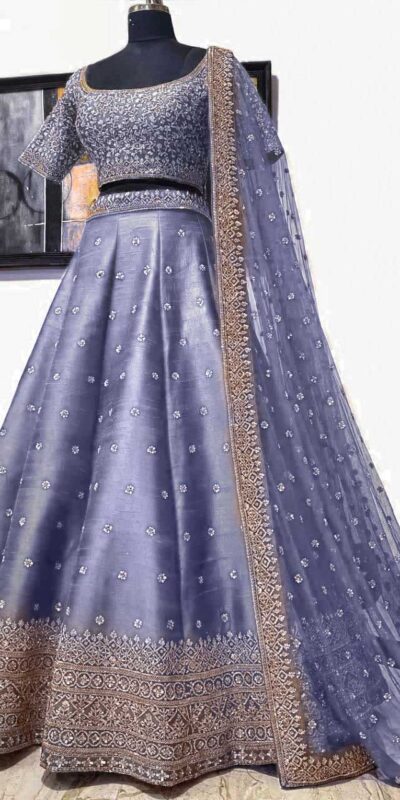 LG 396 Light Purple Lehenga : Mulberry Silk Blouse : Mulberry Silk Embroidery Sequence Work Wedding, Party, Festive @1899/- | Bollywood Lehenga, Creative Lehenga, Designer Lehenga, Embroidered Lehenga, Lehenga, Party Wear Lehenga
