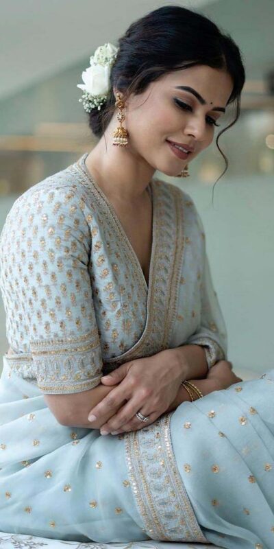 KT 274 Multi Color Saree : Soft Organza Silk Work : Fancy Thread With Sequins Work Casual, Party Wear, Wedding Sky Blue Sequins Saree@1699/- | Bollywood Sarees, Creative Sarees, Designer Sarees, Embroidered Sarees, Ethnic Saree, Party Wear Sarees, Sarees