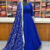 Fashionable Royal Blue Color Pure Soft Faux Georgette Anarkali Suit