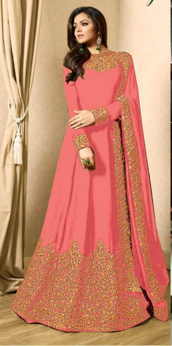 Color : OrangeSet Content : 1 Top :: 1 Bottom :: 1 DupattaFabrics : Top Fabric :Georgette Bottom Fabric : Santoon Dupatta Fabric :Nazmeen | Anarkali Suits, Bollywood Anarkali, Creative-Anarkali, Designer Anarkali, Embroidered Anarkali, Party Wear Anarkali