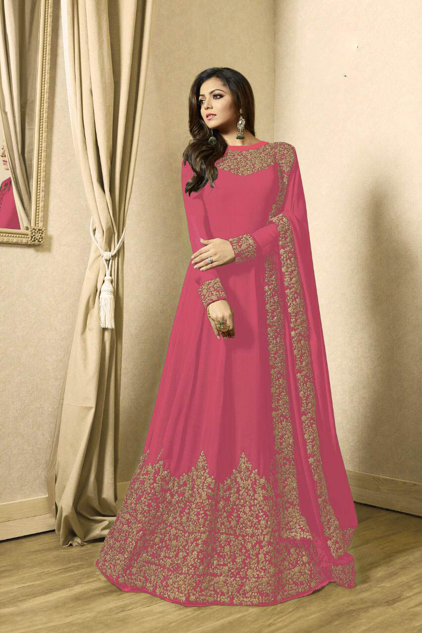 Color : PinkSet Content : 1 Top :: 1 Bottom :: 1 DupattaFabrics : Top Fabric :Georgette Bottom Fabric : Santoon Dupatta Fabric :Nazmeen | Anarkali Suits, Bollywood Anarkali, Creative-Anarkali, Designer Anarkali, Embroidered Anarkali, Party Wear Anarkali