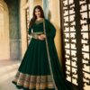 Fragile Green Color Rangoli With Cording Work Anarkali Suit