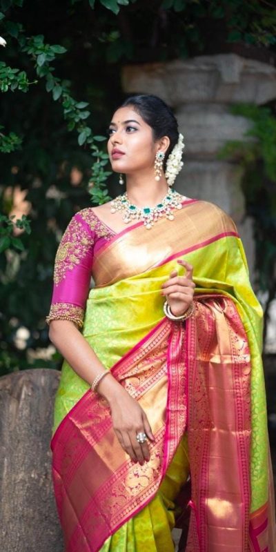 KP 4018 Green Color Soft Lichi Silk Jacquard Work Saree Casual, Party Wear, Wedding, Events Etc. Expected Delivery 4-6 Working Days @1499/- | Bollywood Sarees, Creative Sarees, Designer Sarees, Embroidered Sarees, Ethnic Saree, Modern Digital sarees, Party Wear Sarees, Sarees