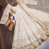 Impressive White Color Embroidery With Sequence Work Gown