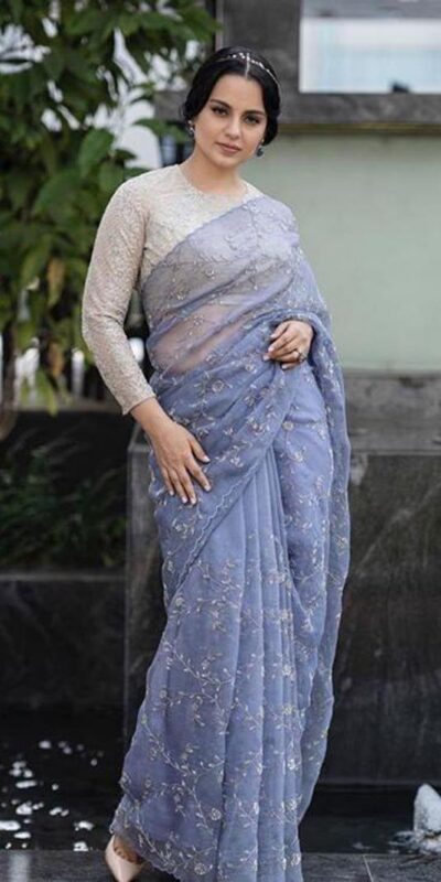 BT-241Color: Grey Fabrics: Lilac Organza With Fancy Thread & Multi Rich Sequence Work Blouse : Taffeta Silk With Fancy Thread & Multi Rich Multi  Work | Bollywood Sarees, Creative Sarees, Designer Sarees, Embroidered Sarees, Ethnic Saree, Modern Digital sarees, Party Wear Sarees, Sarees