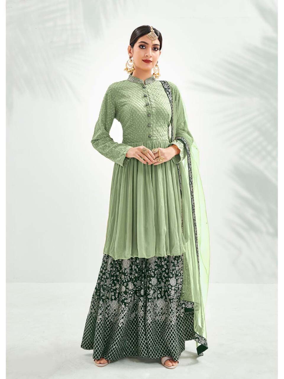 latest-green-color-georgette-with-embroidery-work-sharara-suit