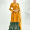 Latest Yellow Color Georgette With Embroidery Work Sharara Suit