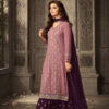 Pink-Wine Faux Georgette Embroidery & Stone Work Sharara Suit