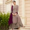 Pink Wine Georgette Embroidered Sharara Suit With Real Mirror Work