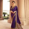 Exemplary Purple Color Georgette Beautiful Jacquard Lace Sequence Saree