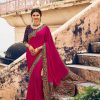 Exemplary Red Color Georgette Beautiful Lace Saree