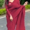 DF Pleated Maroon Saree : Georgette Work : Pleating Work On All Over Saree Blouse : Heavy Georgette Party Wear, Festive @1799/- | Bollywood Sarees, Creative Sarees, Designer Sarees, Embroidered Sarees, Party Wear Sarees, Sarees