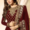 Wonderful Red Color Faux Georgette & Codding Embroidery work Suit