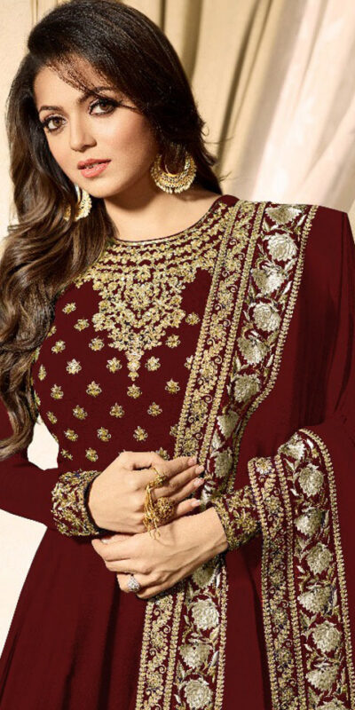 LT 1703 Red Color: Red Fabrics: Banglory Silk + Faux Georgette & Codding Embroidery work Dupatta:- Heavy Net + Codding and Sequine Embroidary Work | Anarkali Suits, Bollywood Anarkali, Creative-Anarkali, Designer Anarkali, Embroidered Anarkali, Party Wear Anarkali