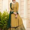 Yellow Georgette Embroidered Sharara Suit With Real Mirror Work