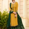 Yellow Green Georgette Embroidered Sharara Suit With Real Mirror Work