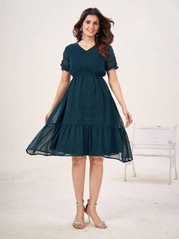 Aesthetically Pleasing Royal Blue Color Heavy Georgette Butti Kurti