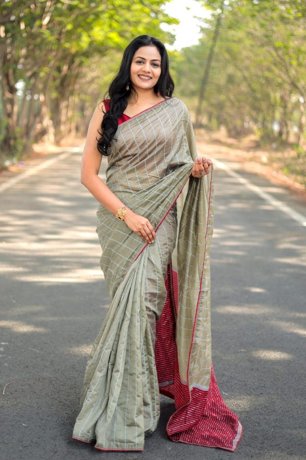 Classic Grey Color Viscos Cotton Silk Beautiful Rich Pallu Saree