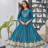 Consummate Blue Color Heavy 14 Kg Rayon Printed Work Kurti