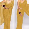 Consummate Golden Georgette Fancy Sequence Work Saree