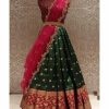 Cute Green Kanjivaram Silk Jacquard Zari Work Lehenga Choli