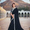 Dazzling Black Color Bright Organza Silk Sequence Work Saree