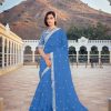 Dazzling Blue Color Bright Organza Silk Sequence Work Saree