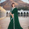 Dazzling Green Color Bright Organza Silk Sequence Work Saree