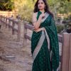 Dazzling Green Color Soft Lichi Silk Beautiful Rich Pallu Saree