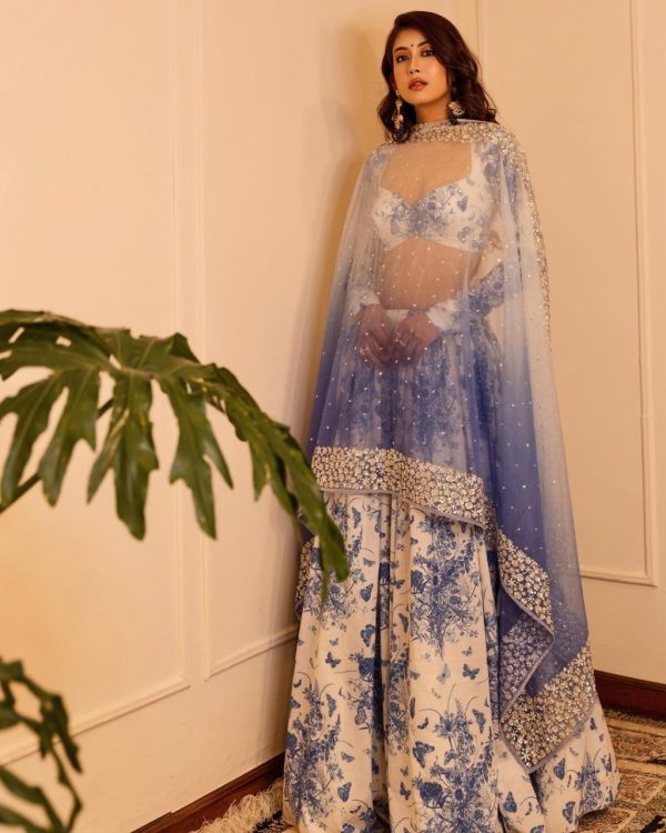 Dazzling White Color Georgette Digital Printed Lehenga Choli