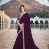 Dazzling Wine Color Bright Organza Silk Sequence Work Saree
