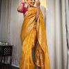 Dazzling Yellow Color Soft Lichi Silk Cloth Rich Pallu All Over Saree