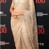 Deepika Padukone Golden Nylon Butterfly Net Dori Work Saree