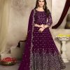 Elegant Wine Color Georgette Multi Thread Zari Stich Anarkali Suit