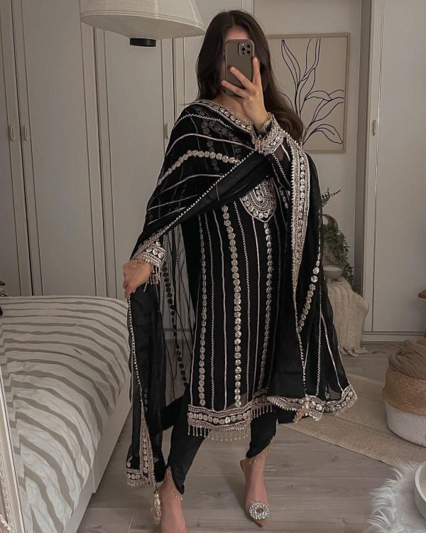 Fancy Black Color Georgette Embroidery Foil Work Salwar Suit4 2