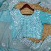Fancy Blue Color Pure Soft Tabby Organza Butta Work Saree