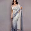 Fancy Grey Georgette Digital Printed Sequence Embroidery Saree