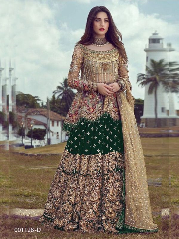 Fine Green Net Coding sequence Embroidery Lehenga Choli