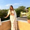 Fine-Looking White Color Georgette Embroidery Sequence Saree