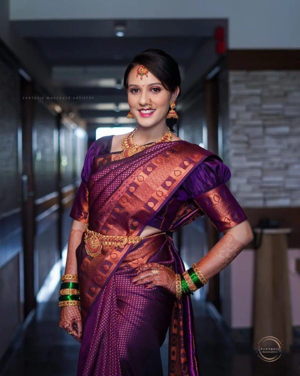 Glamorous Purple Color Banarasi Soft Silk Ordinary Design Saree