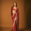 Glamorous Red Color Georgette Embroidery Thread Work Saree