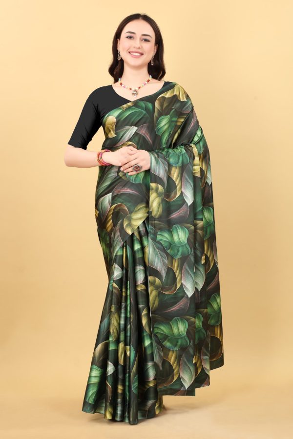 Graceful Black Color Devsena Soft Silk Saree Digital Printed Saree