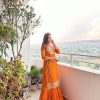 Graceful Orange Color Georgette Thread Sequence Salwar Suit