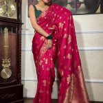 Graceful Pink Color Banarasi Soft Silk Extra Ordinary Design Saree