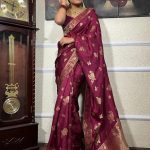 Graceful Purple Banarasi Soft Silk Extra Ordinary Design Saree