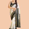 Graceful White & Black Color Soft Lichi Silk Jacquard Work Saree