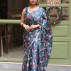 Luminous Blue Heavy Devsena Soft Silk Digital Printed Saree